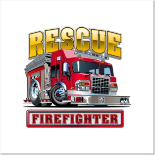 Cartoon Fire Truck Posters and Art